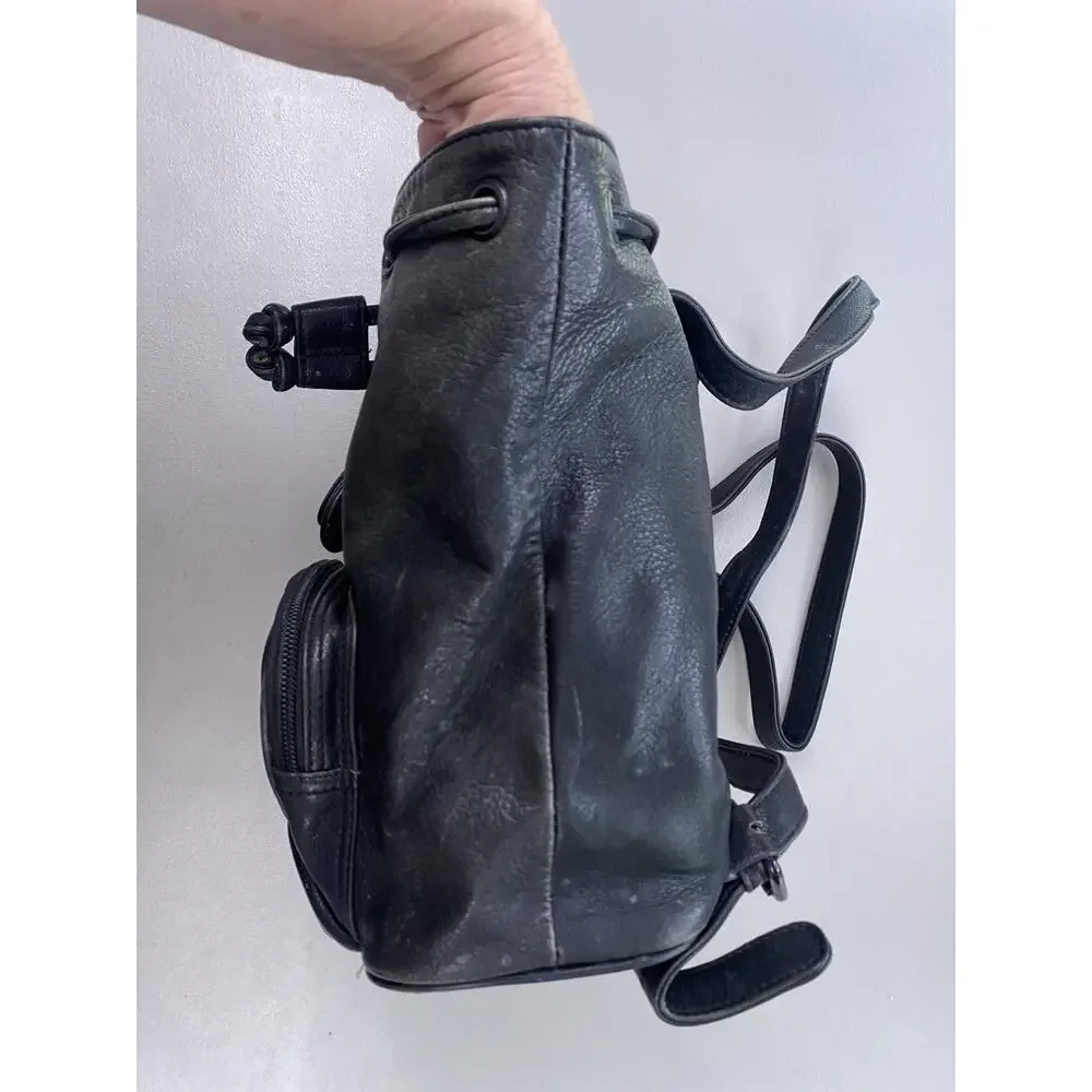 Harley-Davidson Leather Backpack Purse Small Black Logo Biker Vintage Y2K Moto‎